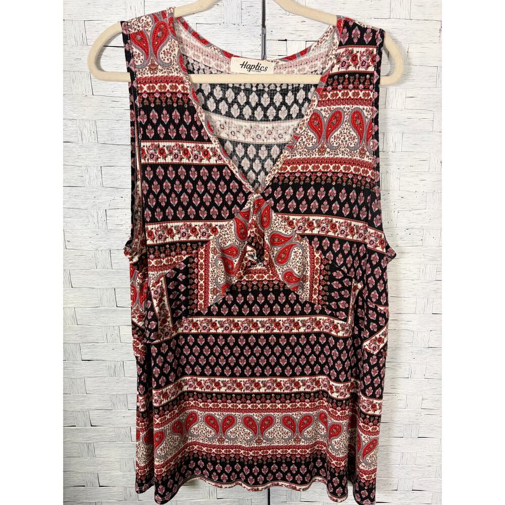 Haptics women's sleeveless top v-neck hippie Bohemian ruffles plus size